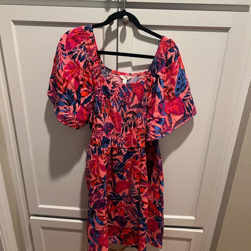Vibrant Pink and Blue Floral Dress